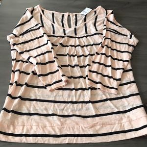 Peach & Black Striped 3/4 Sleeved Top New With Tag